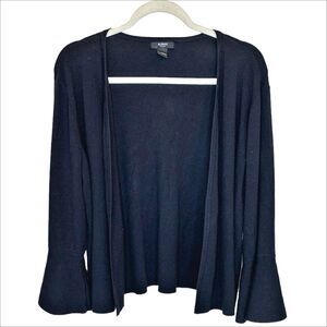 Alfani Open Front Black Cardigan Sweater Plus Size 2X 2XL Flared Sleeves Soft‎